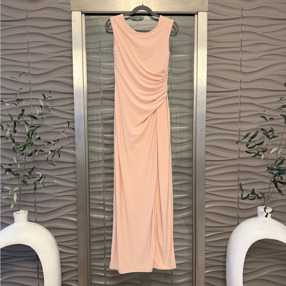 SORELLA VITA Blush Pink Sleeveless Draped Maxi Gown